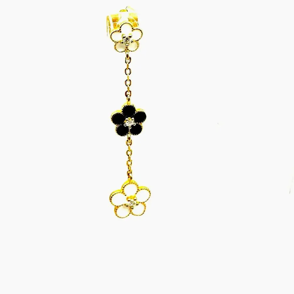 isabella m Enamel Flower Earring Handcrafted Artisan Gold Vermeil 925 preppy